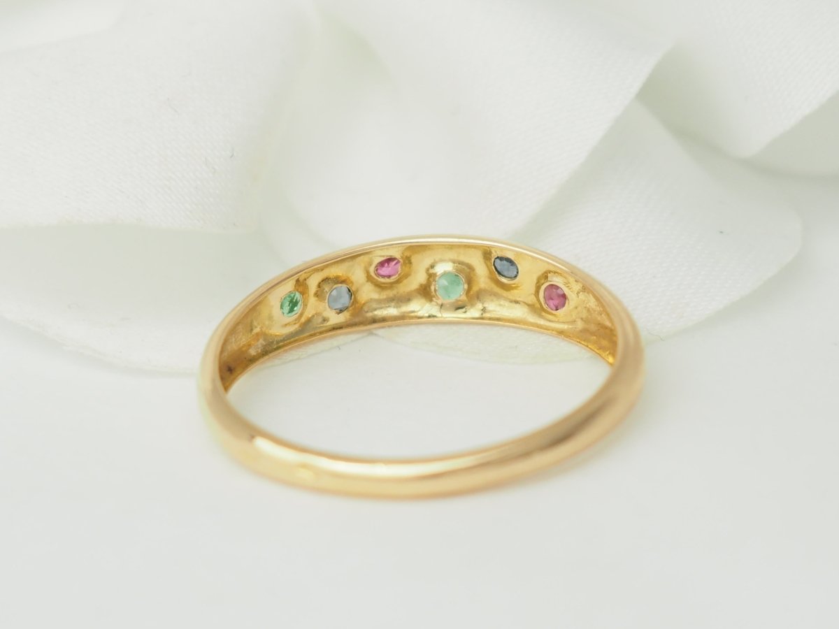 Bague jonc en or rose et pierres précieuses - Castafiore