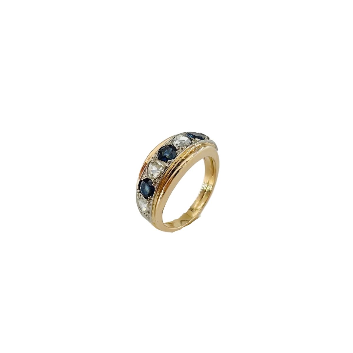 Bague Jonc en or rose, or blanc, saphirs et diamants - Castafiore