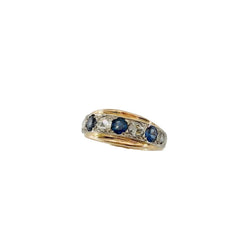 Bague Jonc en or rose, or blanc, saphirs et diamants - Castafiore