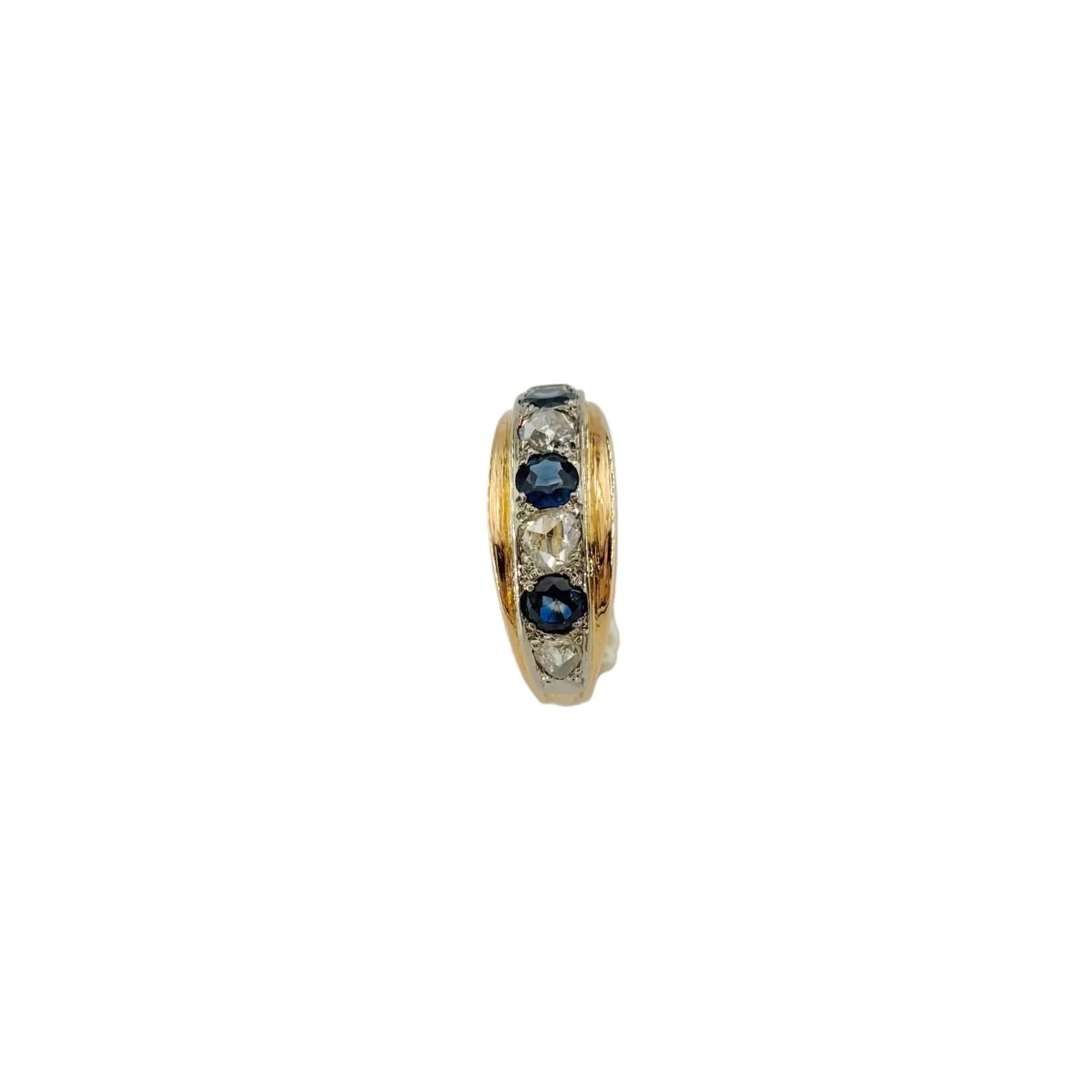 Bague Jonc en or rose, or blanc, saphirs et diamants - Castafiore