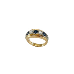 Bague Jonc en or rose, or blanc, saphirs et diamants - Castafiore