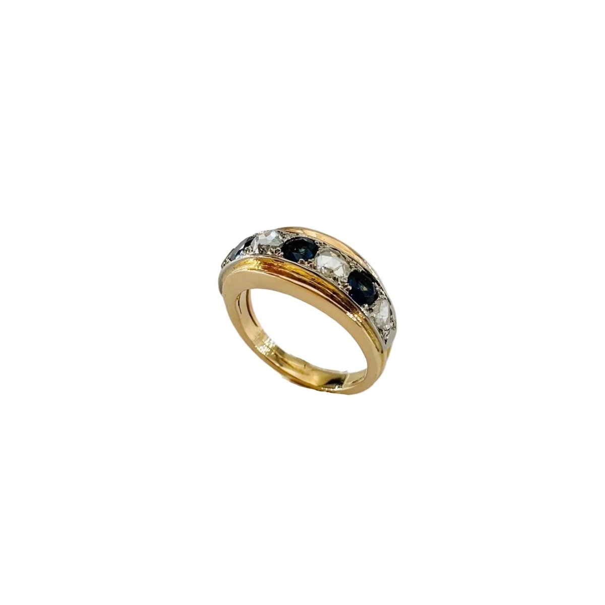 Bague Jonc en or rose, or blanc, saphirs et diamants - Castafiore