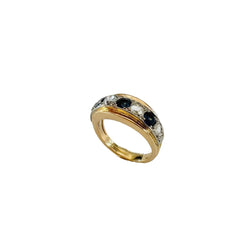 Bague Jonc en or rose, or blanc, saphirs et diamants - Castafiore