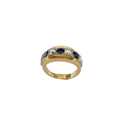 Bague Jonc en or rose, or blanc, saphirs et diamants - Castafiore