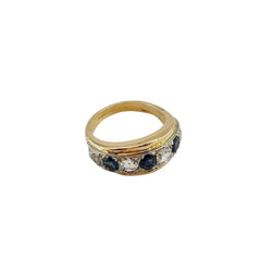 Bague Jonc en or rose, or blanc, saphirs et diamants - Castafiore