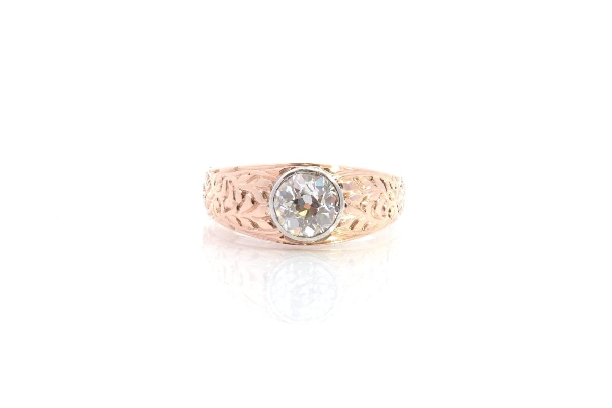 Bague Jonc en or rose, platine et diamant - Castafiore