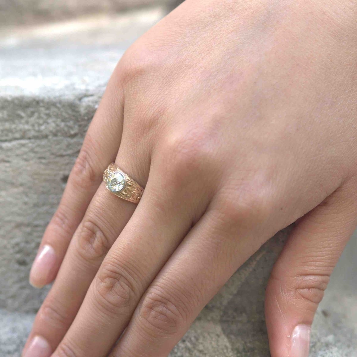 Bague Jonc en or rose, platine et diamant - Castafiore