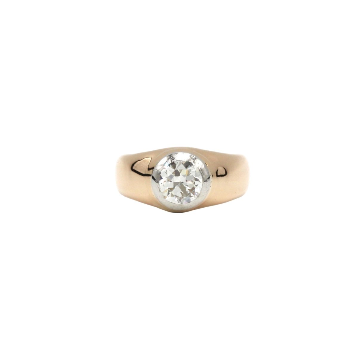 Bague Jonc en or rose, platine et diamant - Castafiore