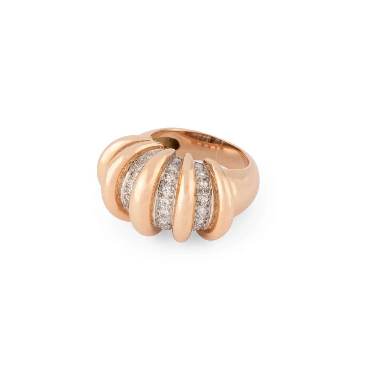 Bague Jonc en or rose, platine et diamants - Castafiore