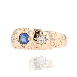 Bague Jonc en or rose, saphir et diamants - Castafiore