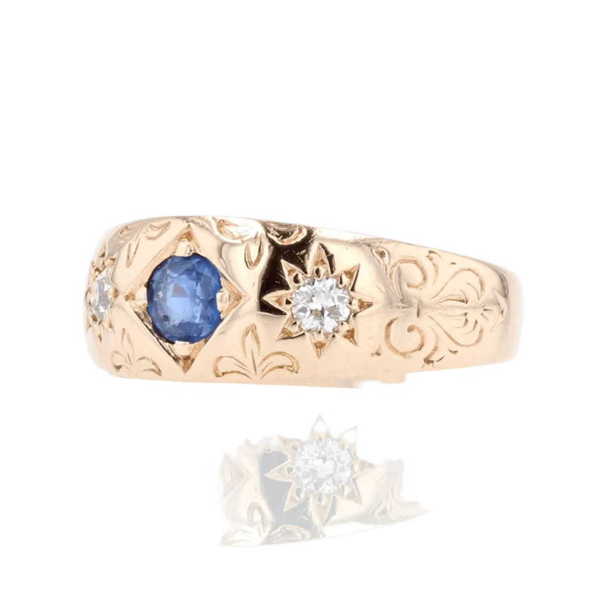 Bague Jonc en or rose, saphir et diamants - Castafiore