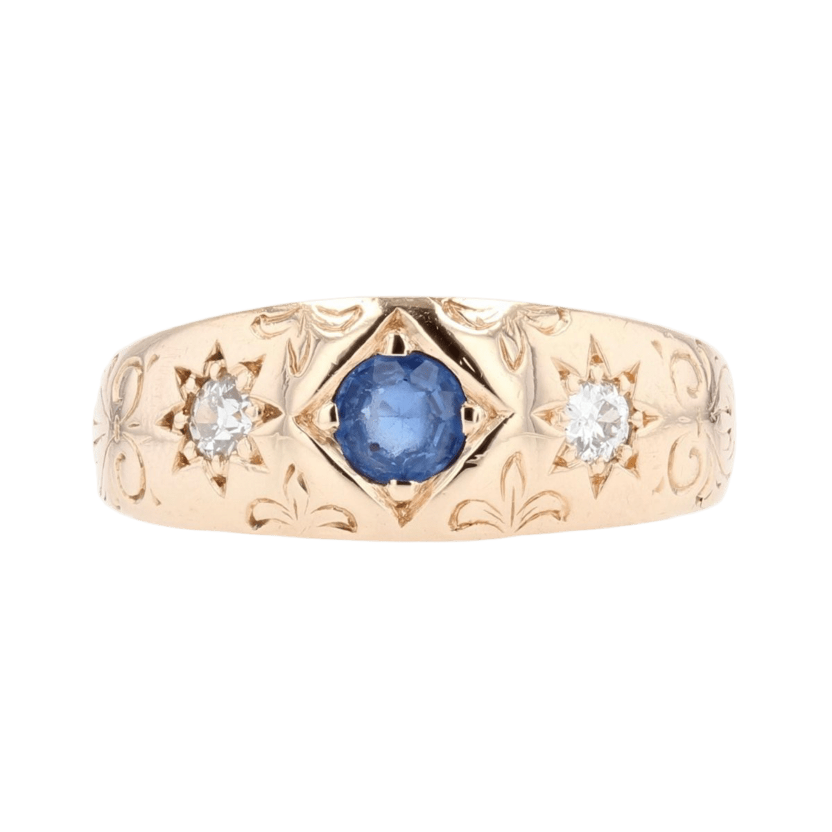 Bague Jonc en or rose, saphir et diamants - Castafiore