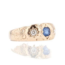 Bague Jonc en or rose, saphir et diamants - Castafiore