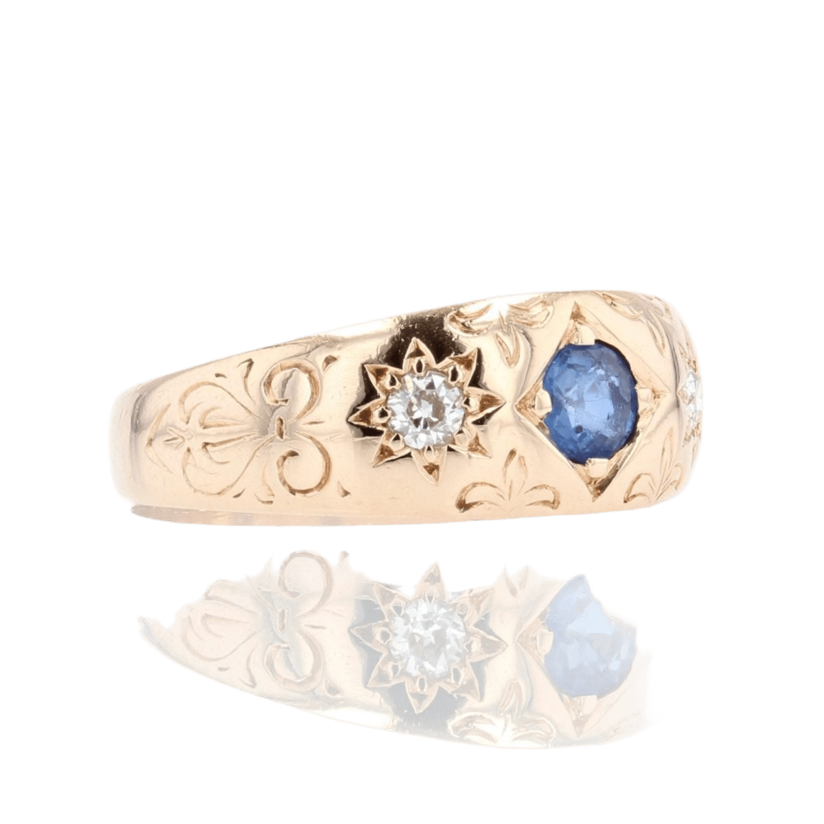 Bague Jonc en or rose, saphir et diamants - Castafiore