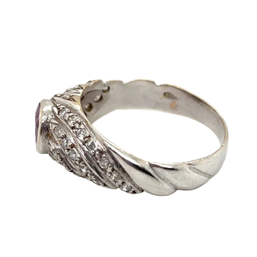 Bague jonc en or, saphir rose et damants - Castafiore