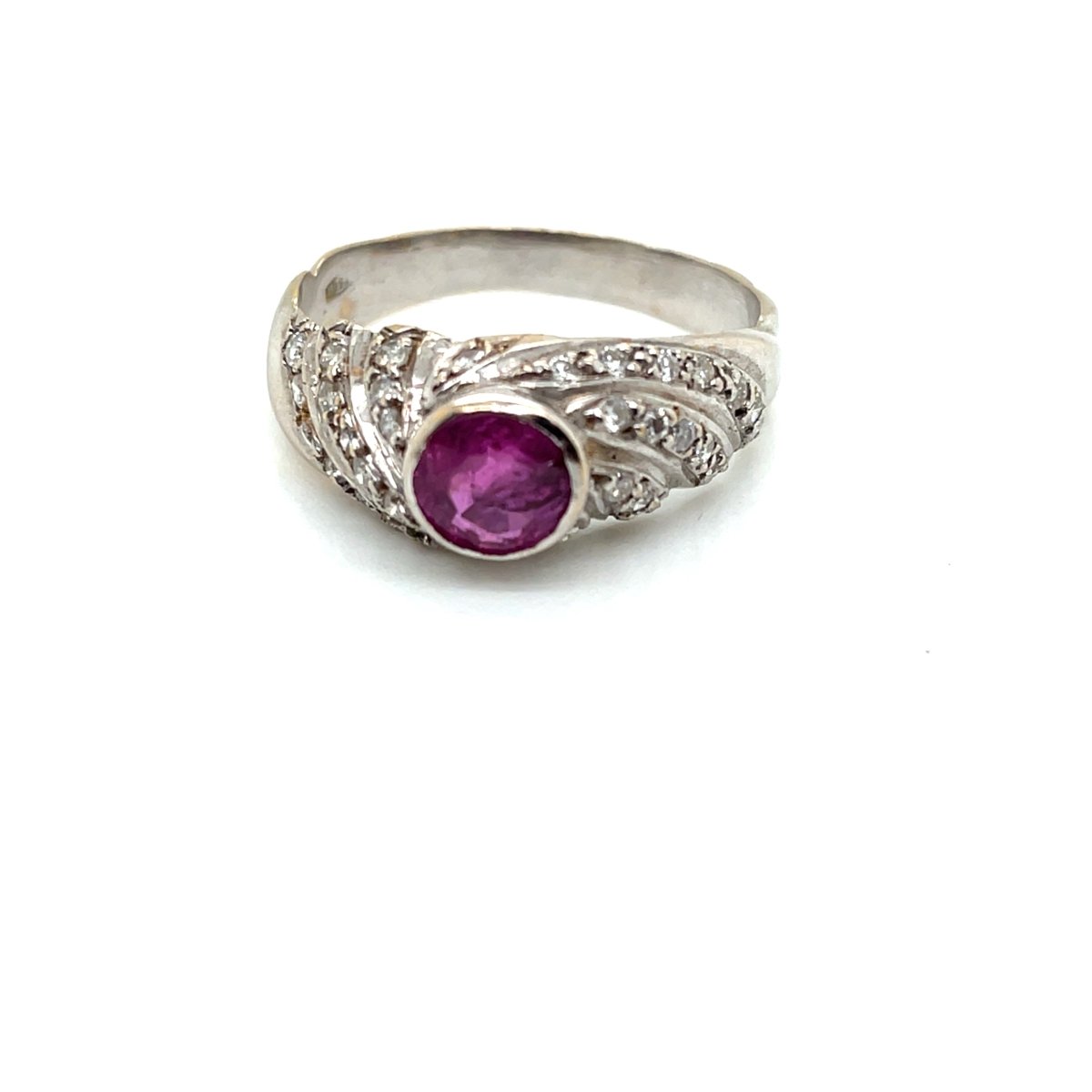 Bague jonc en or, saphir rose et damants - Castafiore