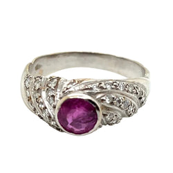 Bague jonc en or, saphir rose et damants - Castafiore