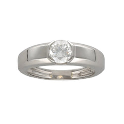 Bague Jonc en platine avec un diamant brillant de 1,33 Cts F - VS2. Taille 64 - Castafiore