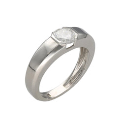 Bague Jonc en platine avec un diamant brillant de 1,33 Cts F - VS2. Taille 64 - Castafiore