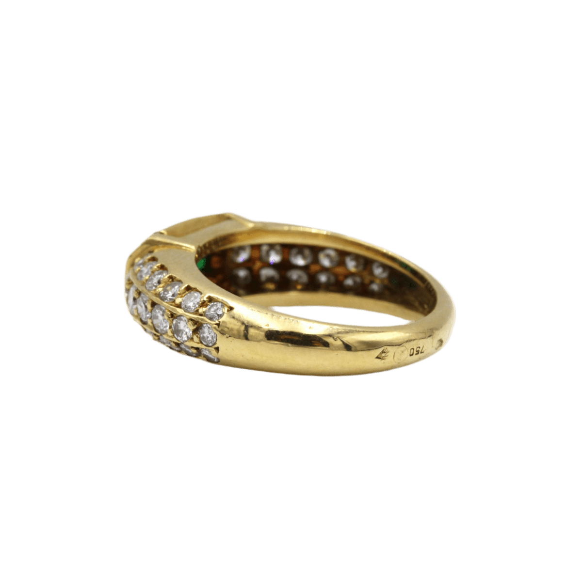 Bague Jonc FRED en or jaune, émeraude et diamants - Castafiore