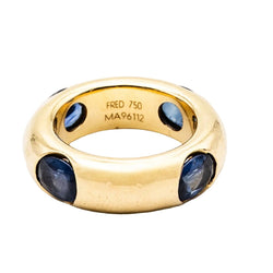 Bague Jonc FRED en or jaune et saphirs - Castafiore