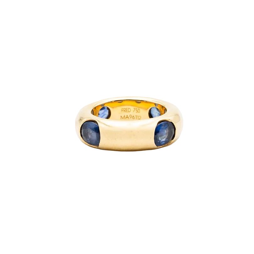 Bague Jonc FRED en or jaune et saphirs - Castafiore