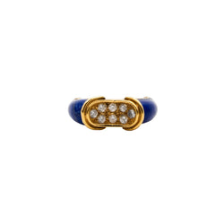 Bague Jonc FRED en or jaune, lapis lazuli et diamants - Castafiore