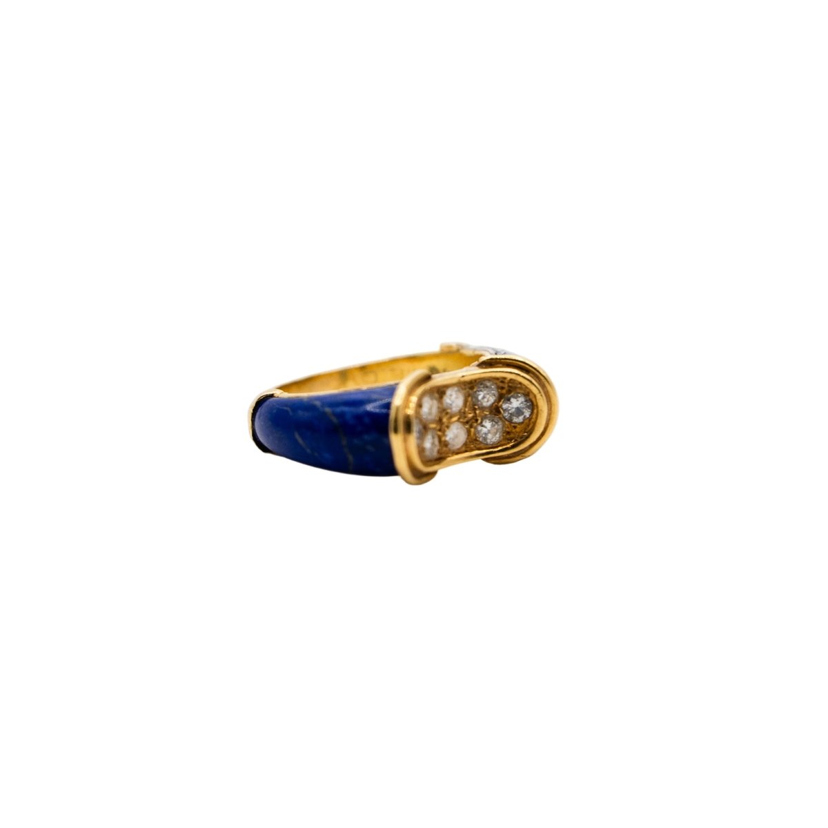 Bague Jonc FRED en or jaune, lapis lazuli et diamants - Castafiore