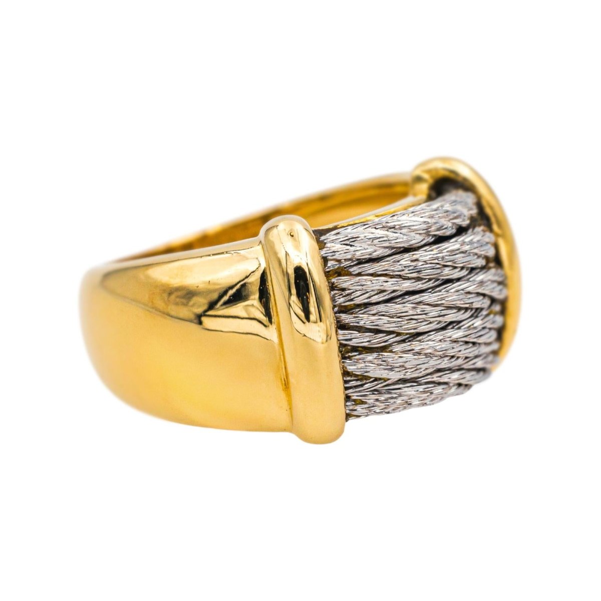 Bague Jonc FRED "Force 10" en or jaune et acier - Castafiore