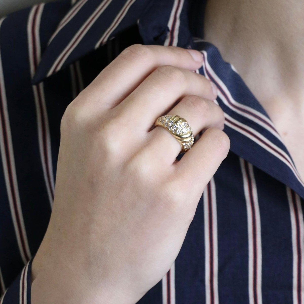 Bague Jonc FRED "Panthère" en or jaune et diamants - Castafiore
