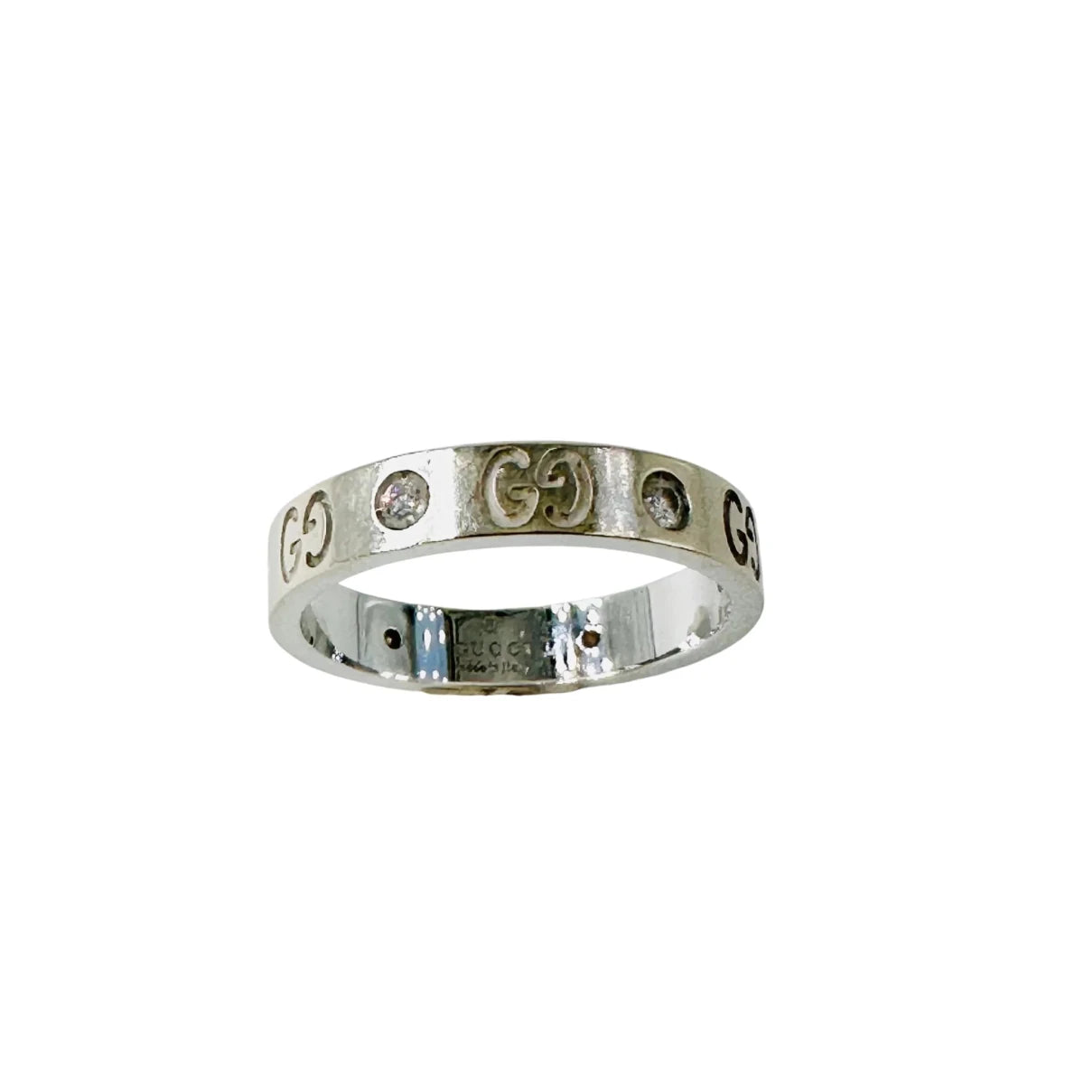 Bague Jonc GUCCI "Icon" en or blanc et diamants - Castafiore