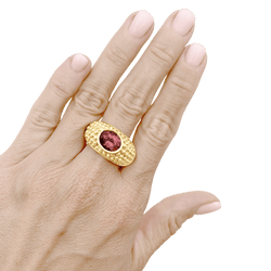 Bague Jonc HÉRAIL "Babul Work" en or jaune et tourmaline - Castafiore