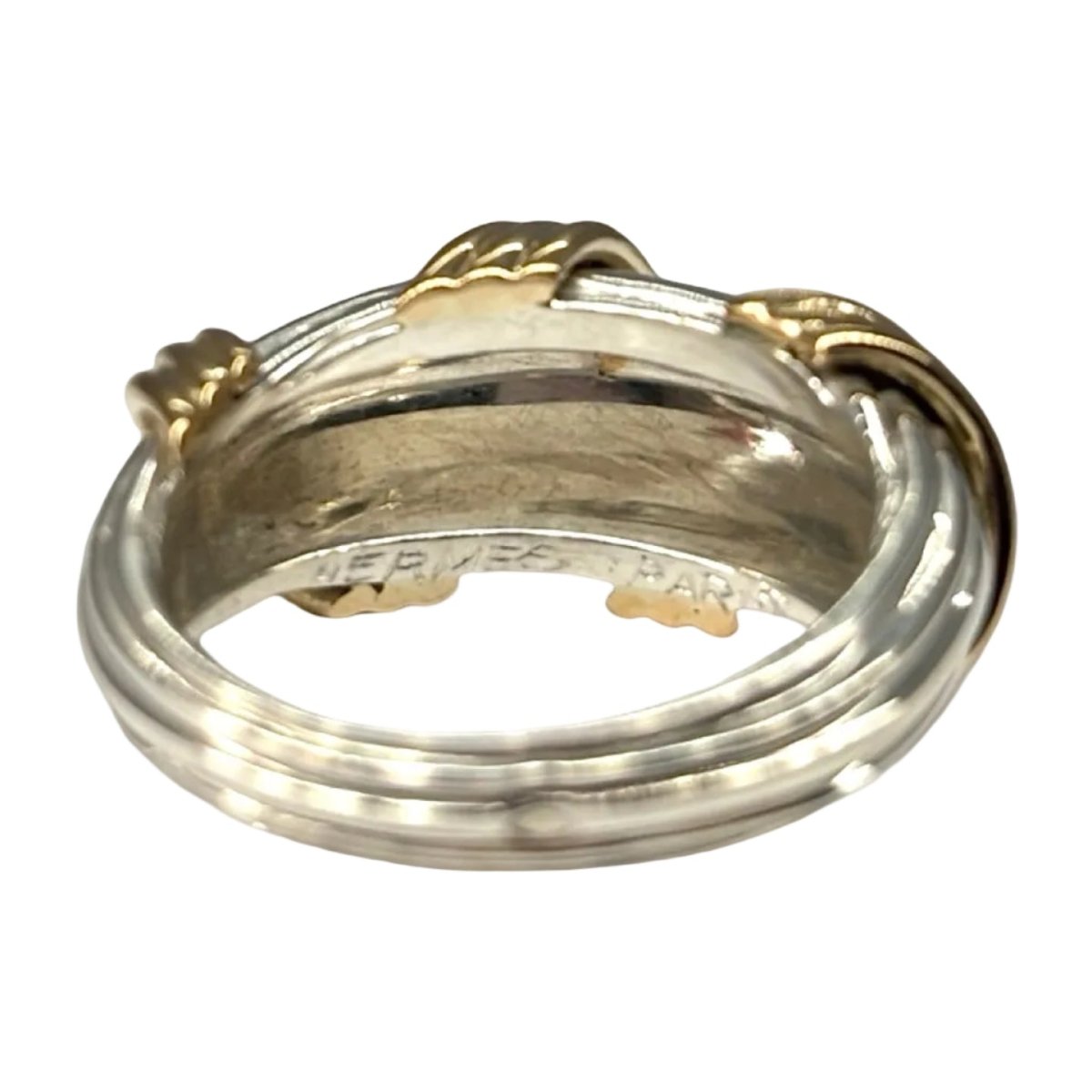 Bague Jonc HERMÈS en or jaune et argent - Castafiore