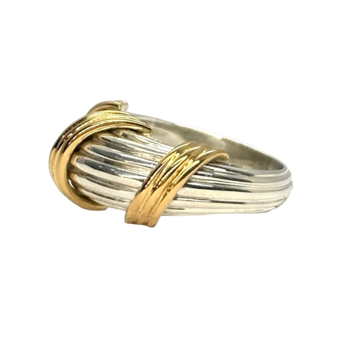 Bague Jonc HERMÈS en or jaune et argent - Castafiore