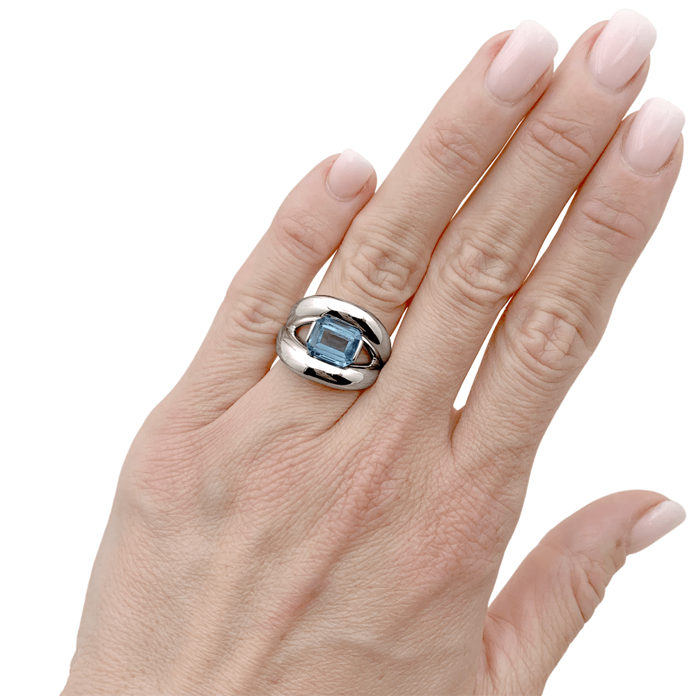 Ring Mauboussin, "Twins", white gold, aquamarine.