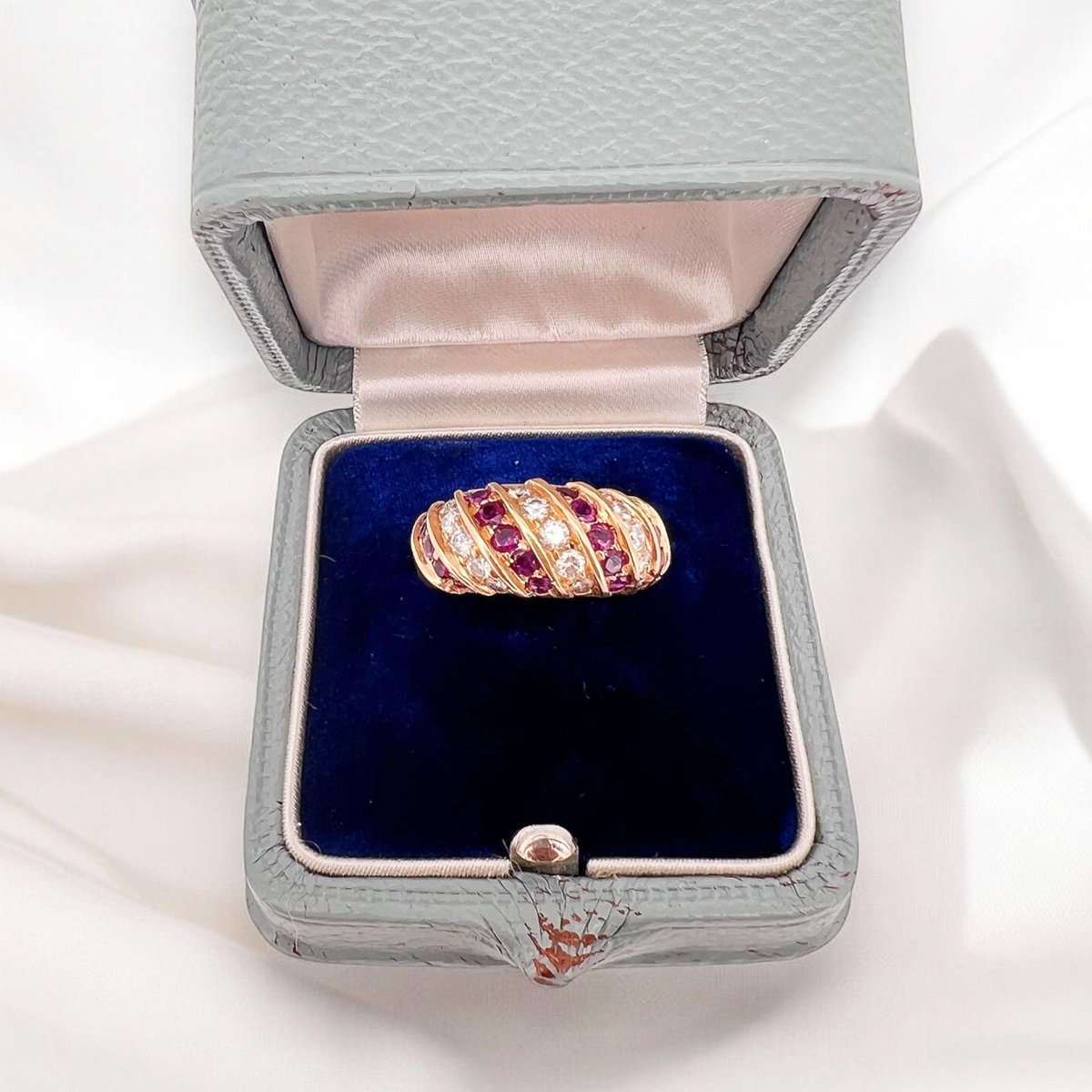 Bague Jonc Or 18k Diamants et Rubis naturels - Castafiore