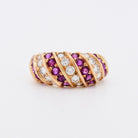 Bague Jonc Or 18k Diamants et Rubis naturels - Castafiore