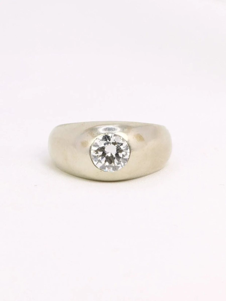 Bague jonc or blanc diamant 1,05 carat - Castafiore