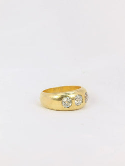 Bague jonc or diamants taille ancienne - Castafiore