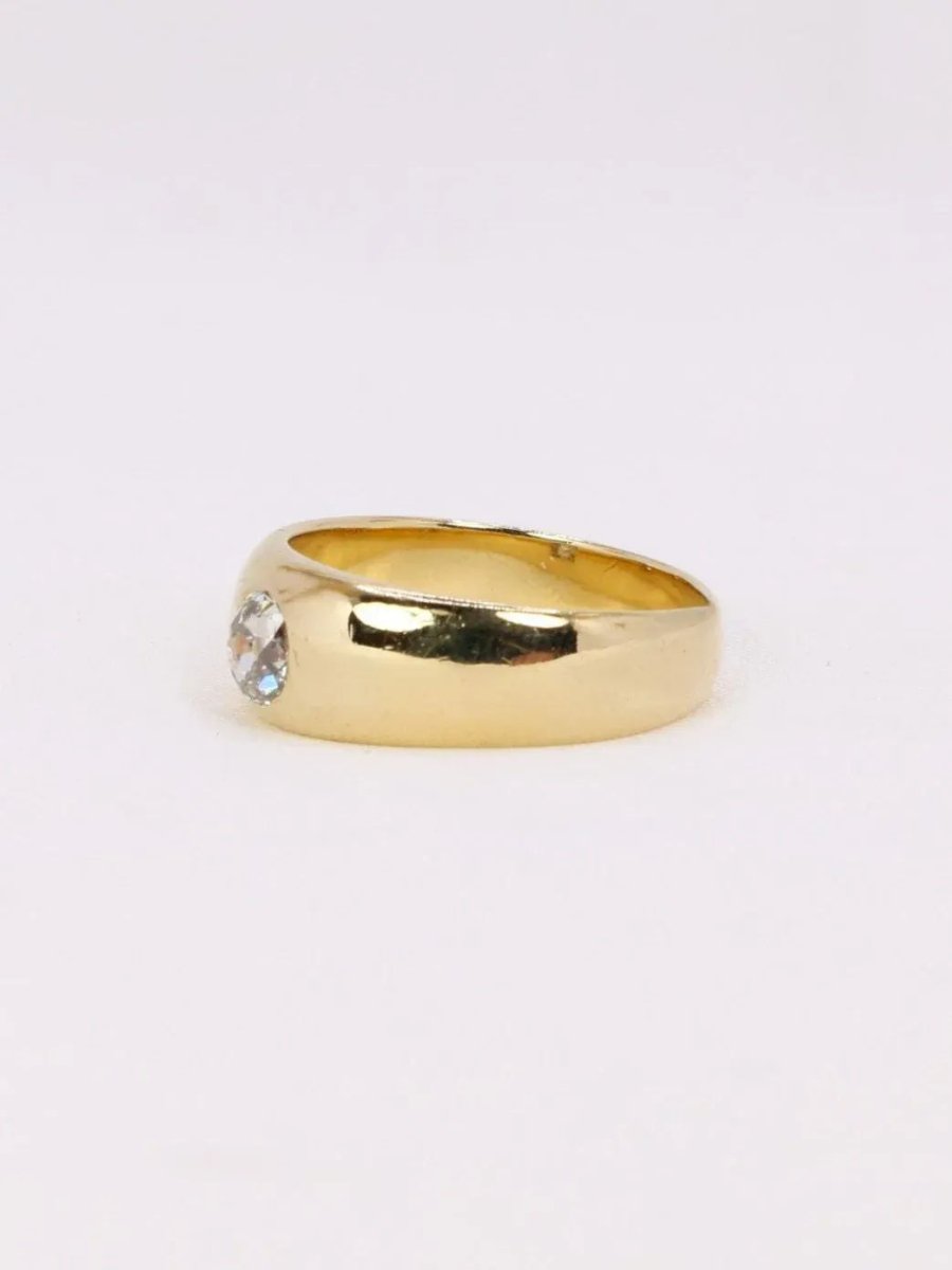 Bague jonc or jaune diamant coussin 0,4 ct - Castafiore