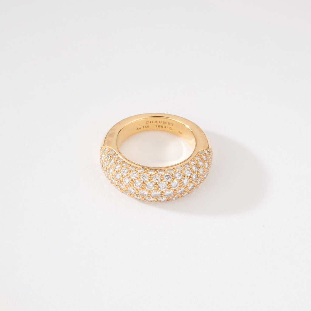 Bague jonc or jaune en diamant de la maison Chaumet - Castafiore