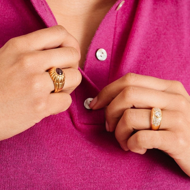 Bague Jonc or jaune et diamants - Castafiore