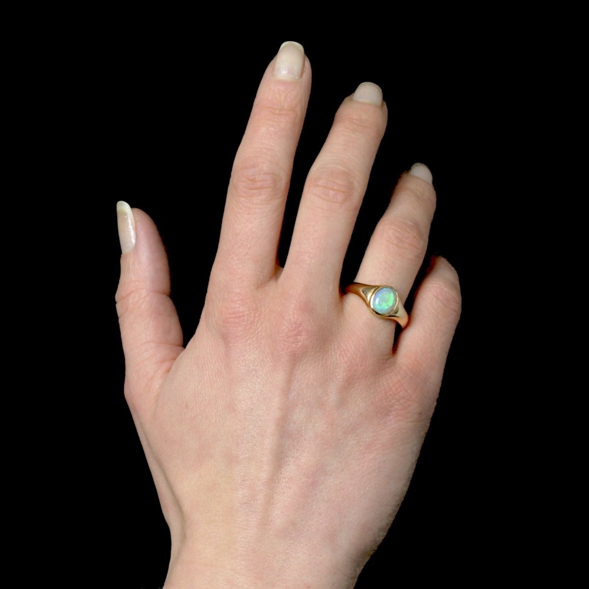 Bague jonc or jaune opale - Castafiore