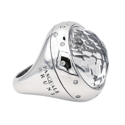 Bague Jonc PASQUALE BRUNI en or blanc, quartz, saphirs et diamants - Castafiore