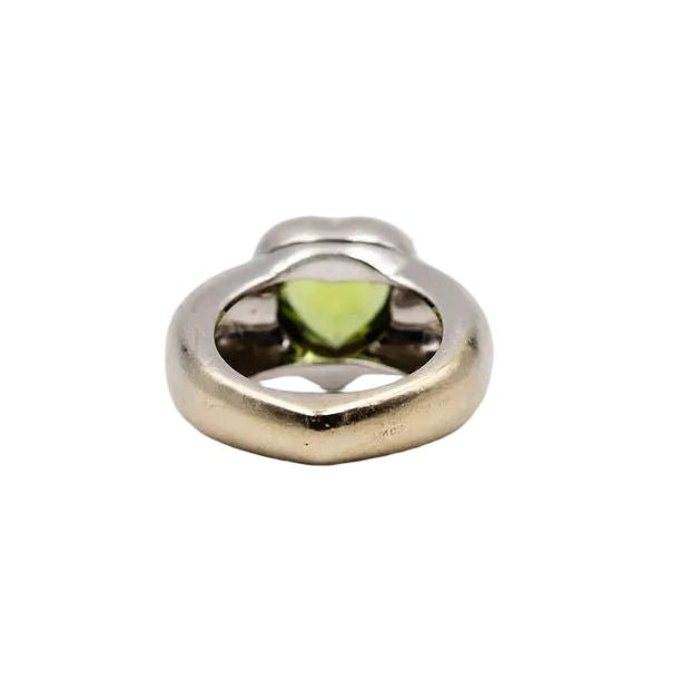 Bague Jonc PIAGET "Coeur" en or blanc et péridot - Castafiore