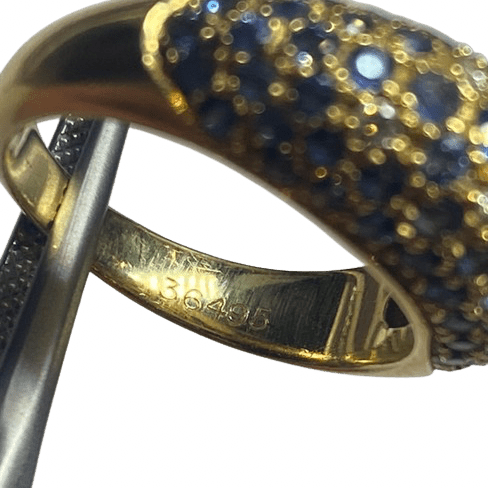 Bague Jonc POIRAY en or jaune, saphirs et diamants - Castafiore