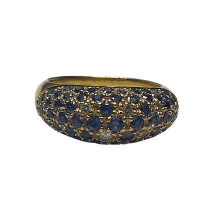 Bague Jonc POIRAY en or jaune, saphirs et diamants - Castafiore