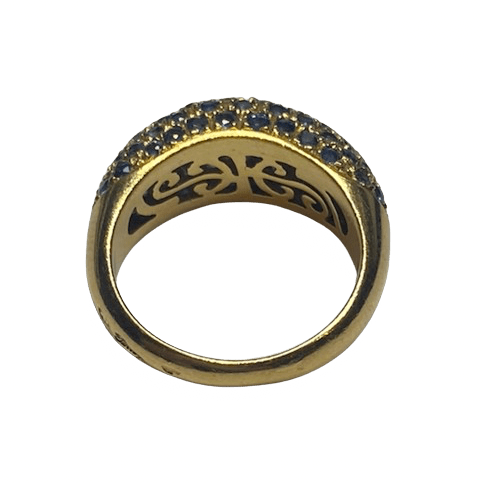 Bague Jonc POIRAY en or jaune, saphirs et diamants - Castafiore