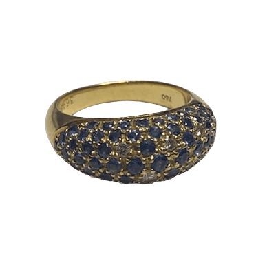 Bague Jonc POIRAY en or jaune, saphirs et diamants - Castafiore