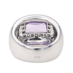 Bague Jonc POIRAY "Thessalie" en or blanc, améthyste et diamants - Castafiore